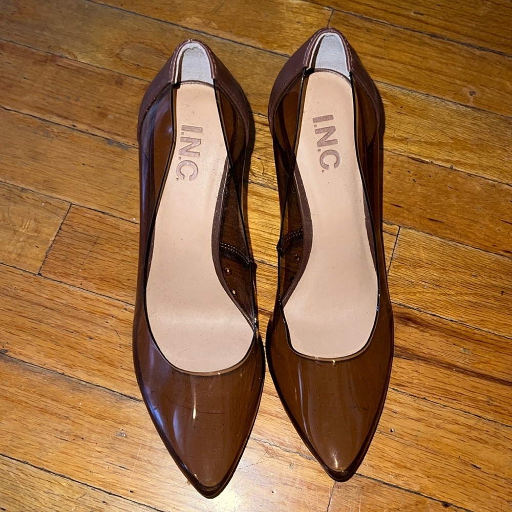 I.N.C clear brown heels NEVER WORN